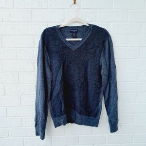 Banana Republic Merino Wool Mens Herringbone V Neck Fall Winter Sweater Sz:L